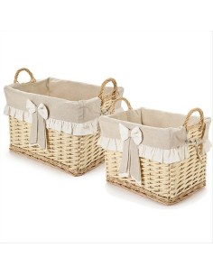 Cesto in Vimini Rettangolare con Manici e Balze - 2 Formati (1pz)