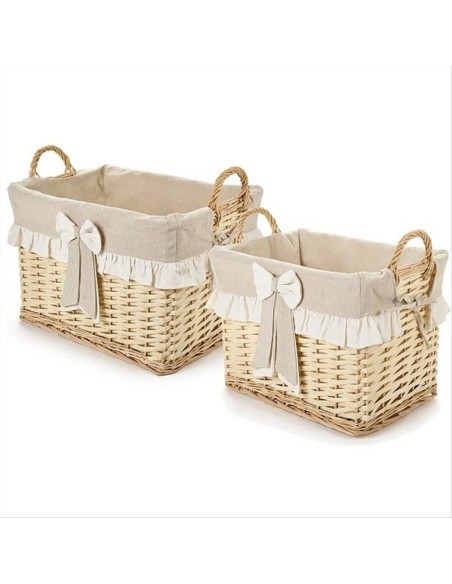 Cesto in Vimini Rettangolare con Manici e Balze - 2 Formati (1pz)