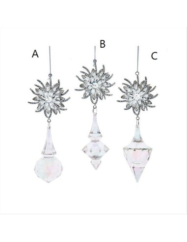 Decorazione 3D Pendente Gioiello con Strass H15cm - 3 Varianti