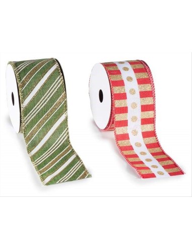 Nastro modellabile in tessuto natalizio - 63 mm x 10 m - Rosso o verde