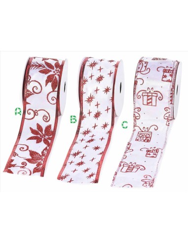 Nastro natalizio bianco/rosso