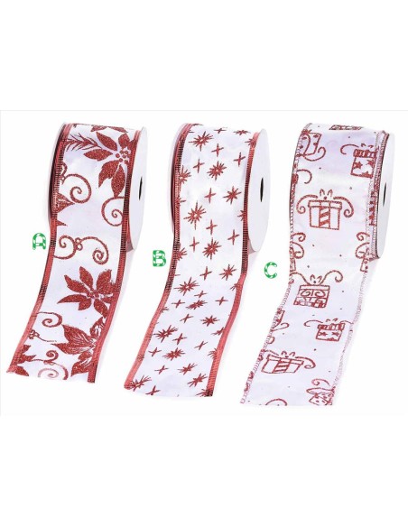 Nastro natalizio bianco/rosso