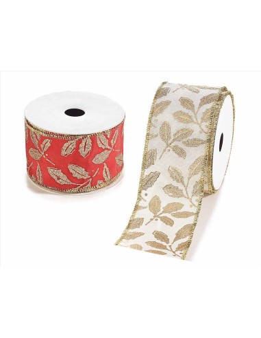Nastro natalizio glitterato floreale 10mt