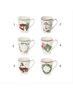 Tazza Natalizia 350ml Christmas Coming – 6 Modelli in Porcellana