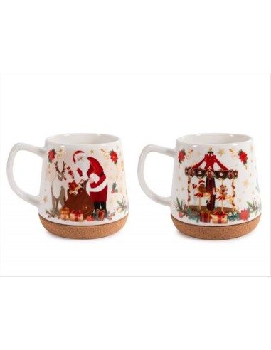 Tazza in porcellana e sughero natalizia 500ml - 2 varianti - Design a 