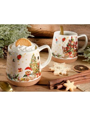 Tazza in porcellana e sughero natalizia 500ml - 2 varianti - Design a 