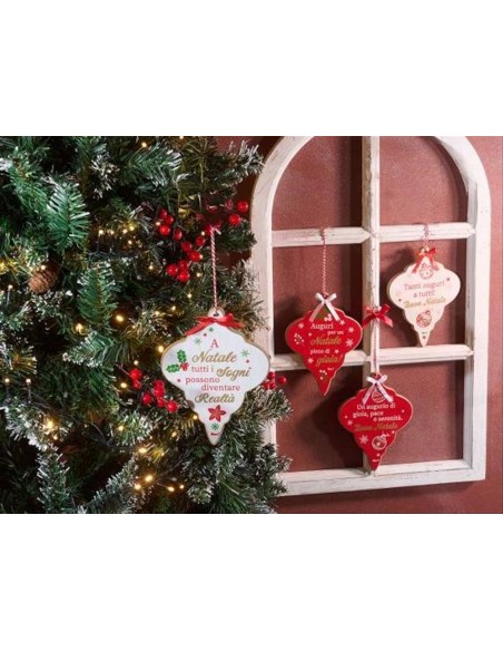 Decorazione in legno con dedica natalizia - 4 varianti - H18 cm 🎄💖