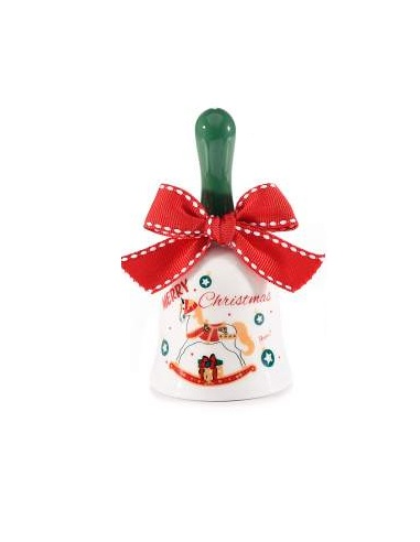 Campanella natalizia in ceramica con fiocco 3 modelli