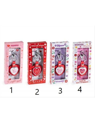 Portachiavi Mamma in Ecopelle a Cuore con Dedica