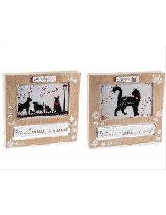 Portafoto Gatti e Cani in Legno con Dedica