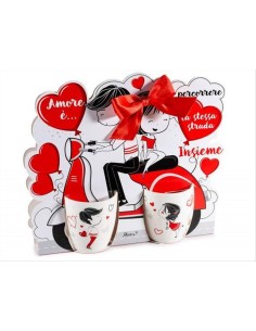 Set 2 Tazzine Coppia Innamorati 70 ml in Porcellana