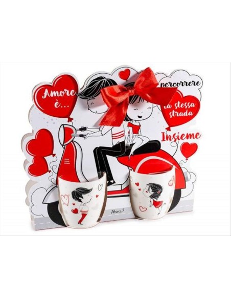 Set 2 Tazzine Coppia Innamorati 70 ml in Porcellana
