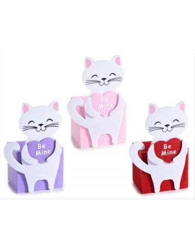 Gatto Innamorato in Feltro Contenitore 15 cm