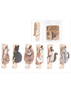 Mollette Magnetiche Gatti in Legno 2 Pezzi 2