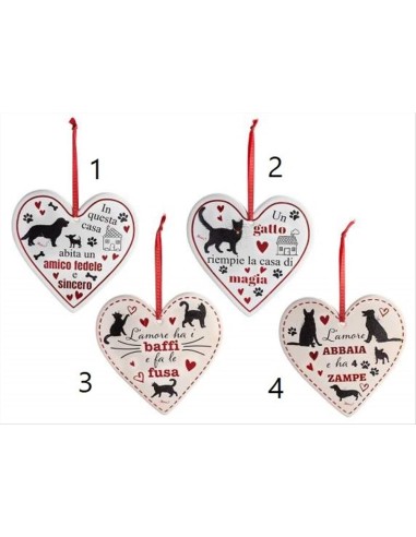 Cuore in Ceramica con Dedica Gatti e Cani