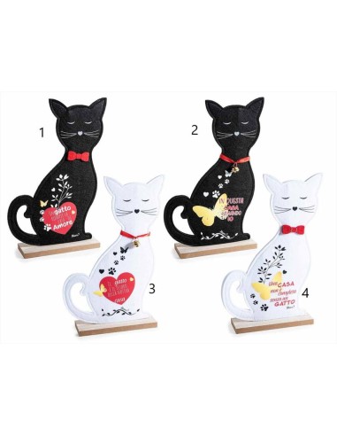 Gatto Decorativo in Feltro e Legno con Scritta