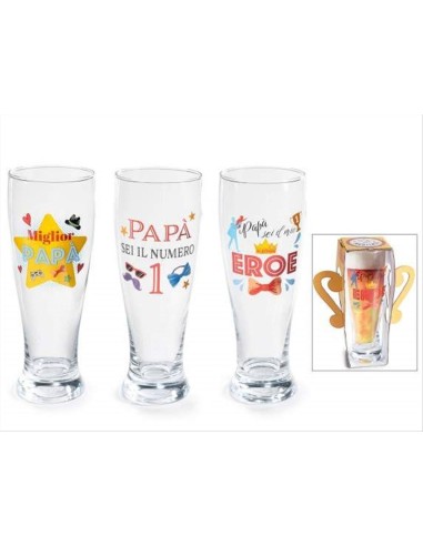 Bicchiere Birra Papà 430 ml con Dedica in Vetro