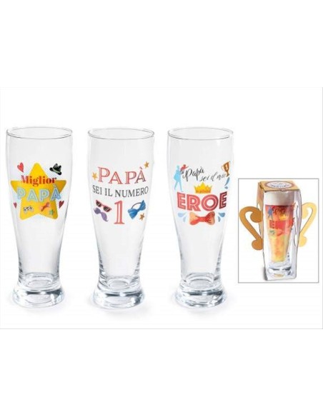 Bicchiere Birra Papà 430 ml con Dedica in Vetro
