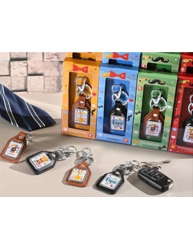 Portachiavi Papà in Ecopelle con Dedica 4 Varianti