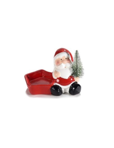 Porta tea light con stella rossa e personaggio natalizio in ceramica e 2