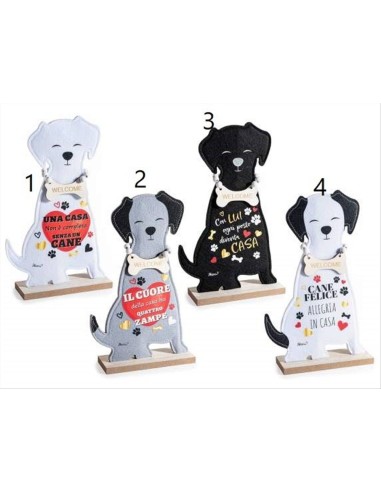 Cane Decorativo in Feltro e Legno con Scritta