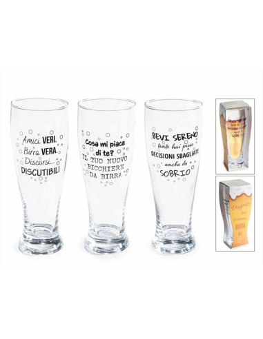 Bicchiere birra 430ml con simpatica scritta - 3 varianti (1pz)