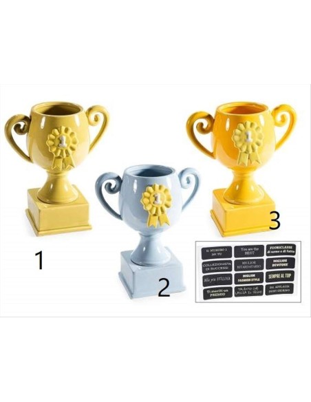 Vaso Coppa Numero Uno in Ceramica con Etichette