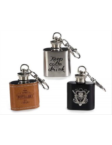 Portachiavi con fiaschetta 30 ml in acciaio - 3 varianti 🥂🔑