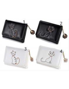 Portafoglio Gatto in Ecopelle con Ricamo