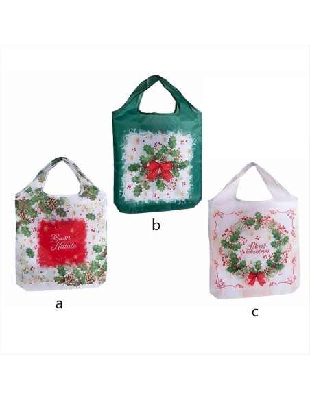 Borsa della spesa richiudibile con decori natalizi - 3 varianti - Capi