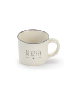 Tazzina da caffè con scritta - Be Happy Nuvole di Stoffa Diamante Rosa