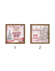 Tela Decorativa Natalizia Caminetto 30x30cm – 2 Modelli