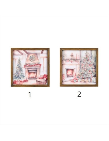 Tela Decorativa Natalizia Caminetto 30x30cm – 2 Modelli
