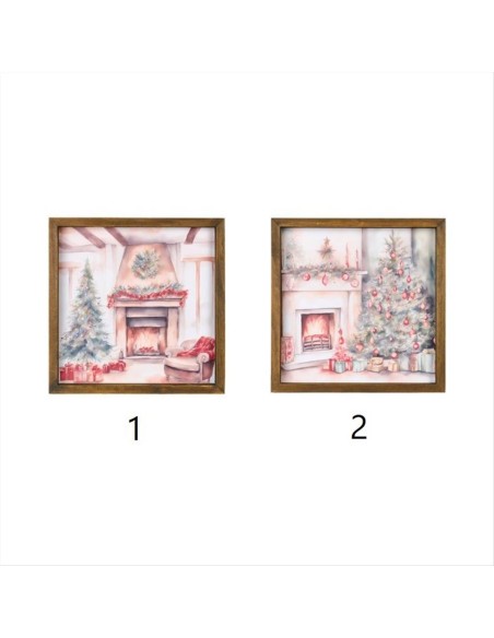 Tela Decorativa Natalizia Caminetto 30x30cm – 2 Modelli