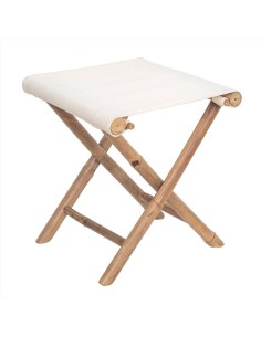 Sgabellino pieghevole in bambù con tela bianca | Diamante Rosa