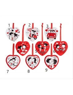 Cuore in ceramica Coppia Innamorati H6,5cm - 9 varianti (1pz)