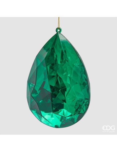 EDG Decorazione 3D Gemma Goccia Verde Smeraldo H23cm Acrilico Natalizi