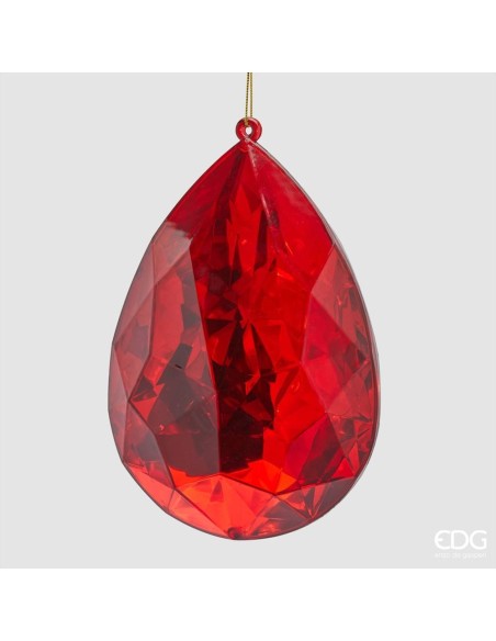 EDG Decorazione 3D Gemma Goccia Rosso H23cm Acrilico Natalizio