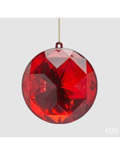 EDG Decorazione 3D Gemma Diamante Rosso D12,5cm Acrilico Natalizio