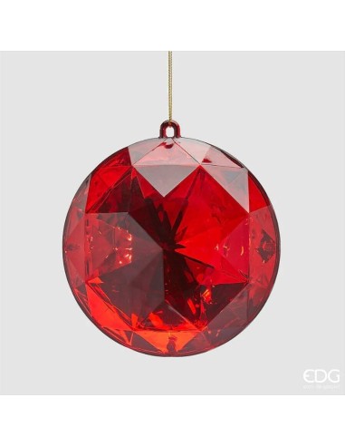 EDG Decorazione 3D Gemma Diamante Rosso D12,5cm Acrilico Natalizio