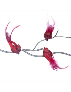 Uccellino con Clip Piume Rosso Burgundy h14cm – Decorazione Natalizia 