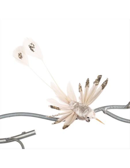 Colibrì con Clip Champagne Crema H19cm – Decorazione Natalizia 🐦✨