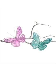 Farfalla con Clip Piuma Rosa Azzurro – Decorazione Natalizia 🦋✨