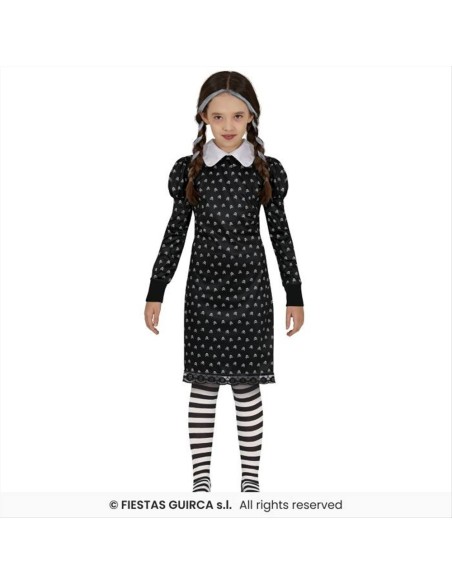 Costume Bambina Gotica Mercoledì -Taglie 3-12 Anni