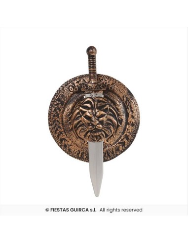 Scudo Romano 31 cm con Spada 48 cm Bambino in PVC | Diamante Rosa