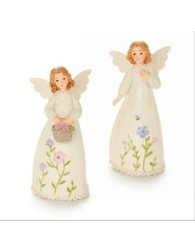 Angelo in resina con fiori H15,5cm 2 varianti Nuvole di Stoffa | Diama