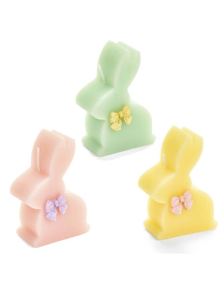 Candela a forma di Coniglio H10cm - 3 colori (1pz)