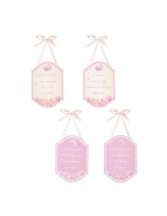 Targhetta in Legno con Dedica Nuvole di Stoffa