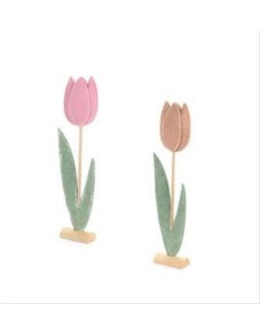 Tulipano in feltro e legno H43cm - 2 colori (1pz)