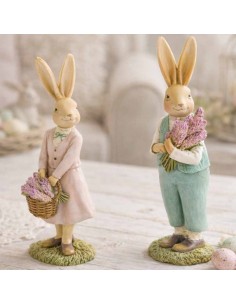 Coniglietto con lavanda in resina H23,5cm - Lei o lui (1pz)